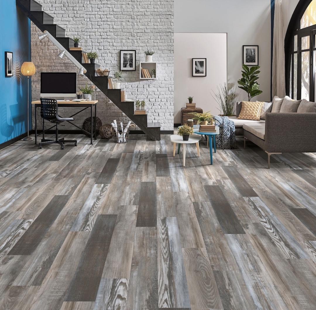 living room apartment with trappe pond floors